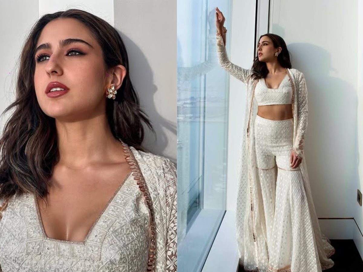 Sara Ali Khan gave a killer pose in white sharara - Photo Gallery