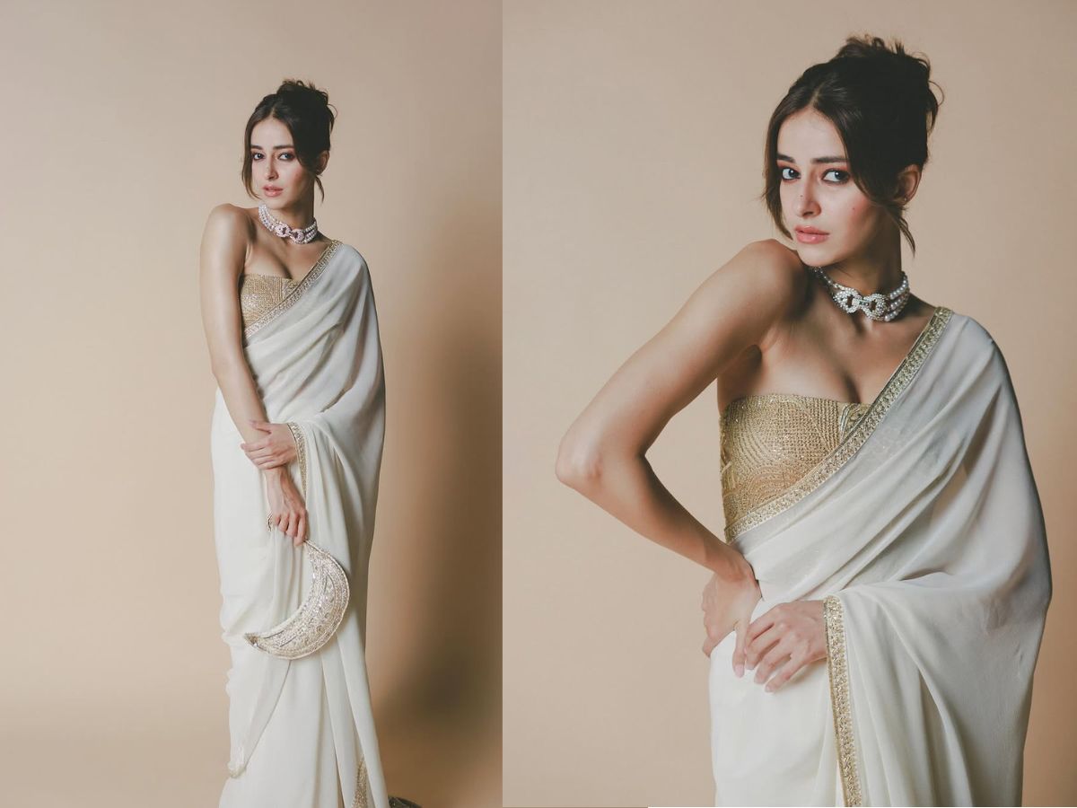 Ananya Pandey looks as beautiful as an angel in off-white saree - Photo Gallery