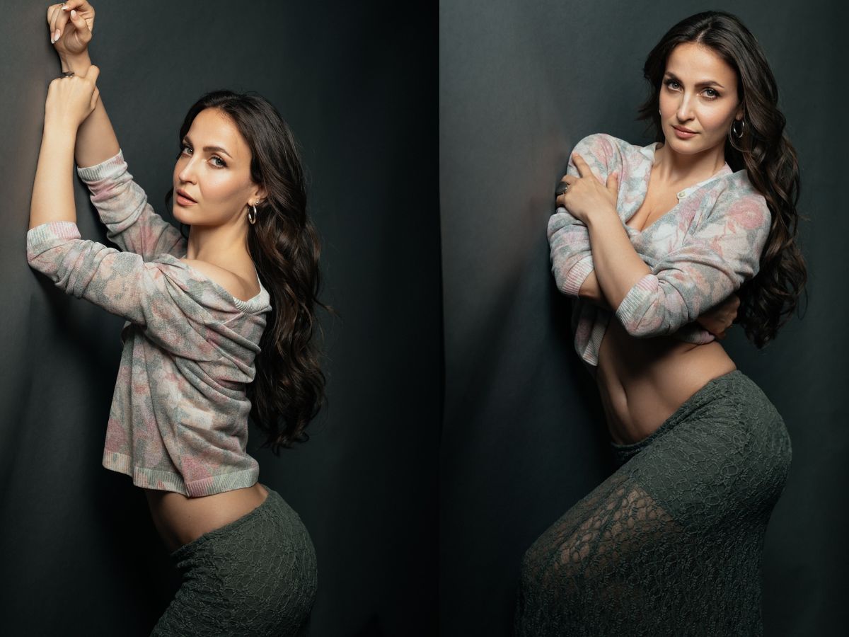 Elli Avram gave a sexy pose with the support of the wall - Photo Gallery