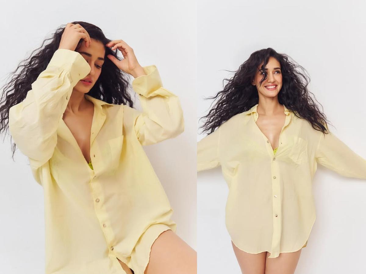 Disha Patani gave a hot pose in a yellow shirt - Photo Gallery