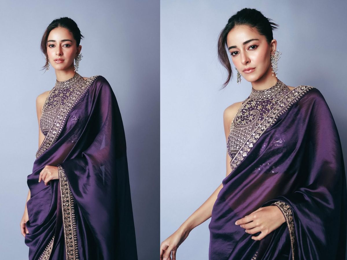 Ananya Panday steals the internet's thunder in a royal purple saree - Photo Gallery