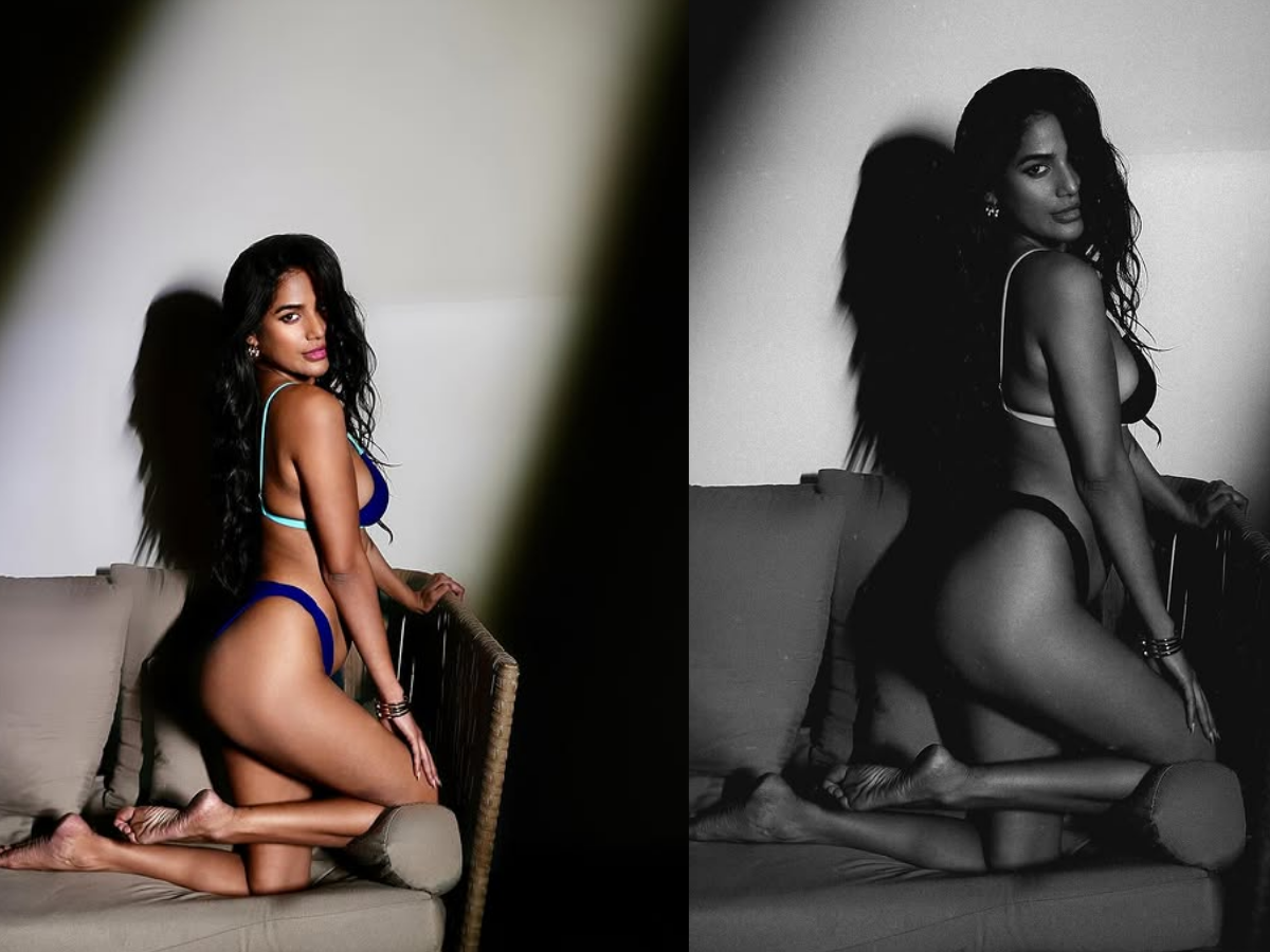 Poonam Pandey posed boldly on the sofa in a bikini. - Photo Gallery