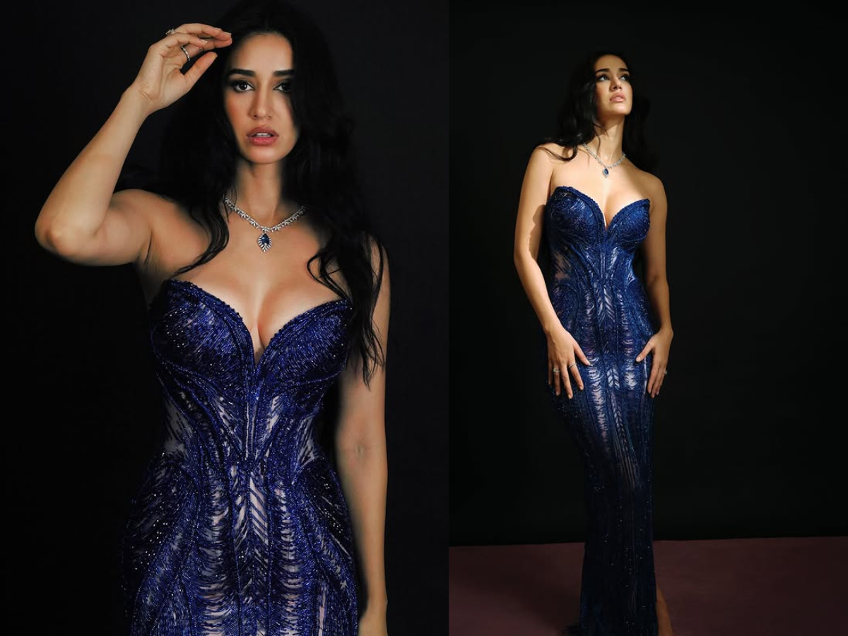 Disha Patani's hot peak in blue gown - Photo Gallery