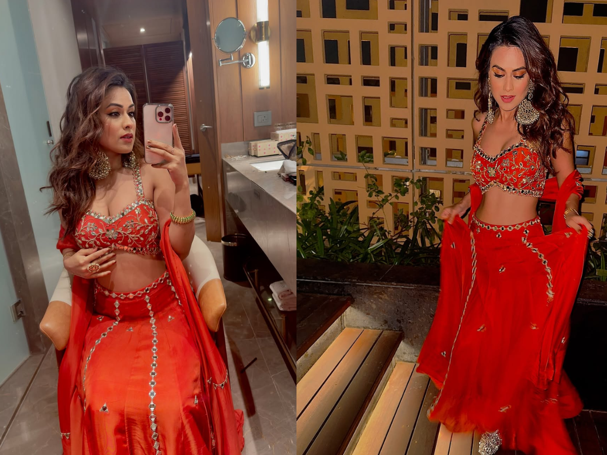Nia Sharma showed her hotness on social media in orange lehenga - Photo Gallery
