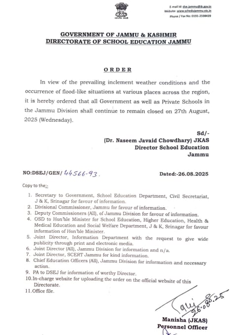 J&K Weather Update: 27 अगस्त को कैसा रहेगा जम्मू-कश्मीर का मौसम, क्या मॉनसून अभी भी दिखायेगा रौद्र रूप?