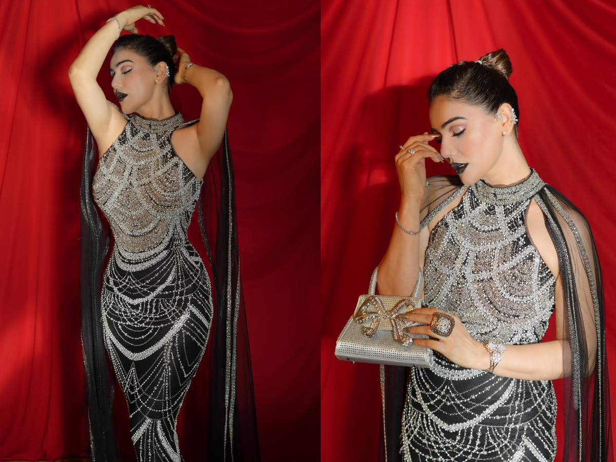 Kangana Sharma looked like an Apsara in a black and silver shimmery gown - Photo Gallery