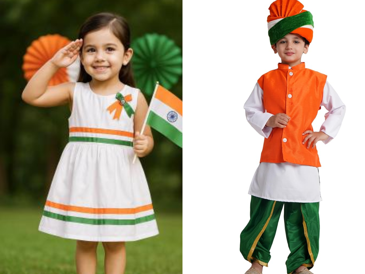 Tricolor frock or kurta set for children - Photo Gallery