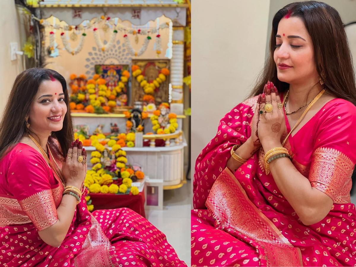 हरतालिका तीज का पावन त्योहार मनाते हुए मोनालिसा ने तस्वीरें शेयर की है, जिसमें वह पूजा करते हुए भी नजर आ रही है। इस दौरान एक्ट्रेस का सादगी भरा अंदाज लोगों का दिल जीत रहा है। फैंस  मोनालिसा की खूबसूरती की तारीफें करते नहीं रुक रहे हैं। - Photo Gallery