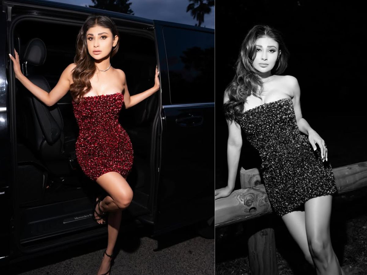 Mouni Roy's sexy look in cherry red dress - Photo Gallery