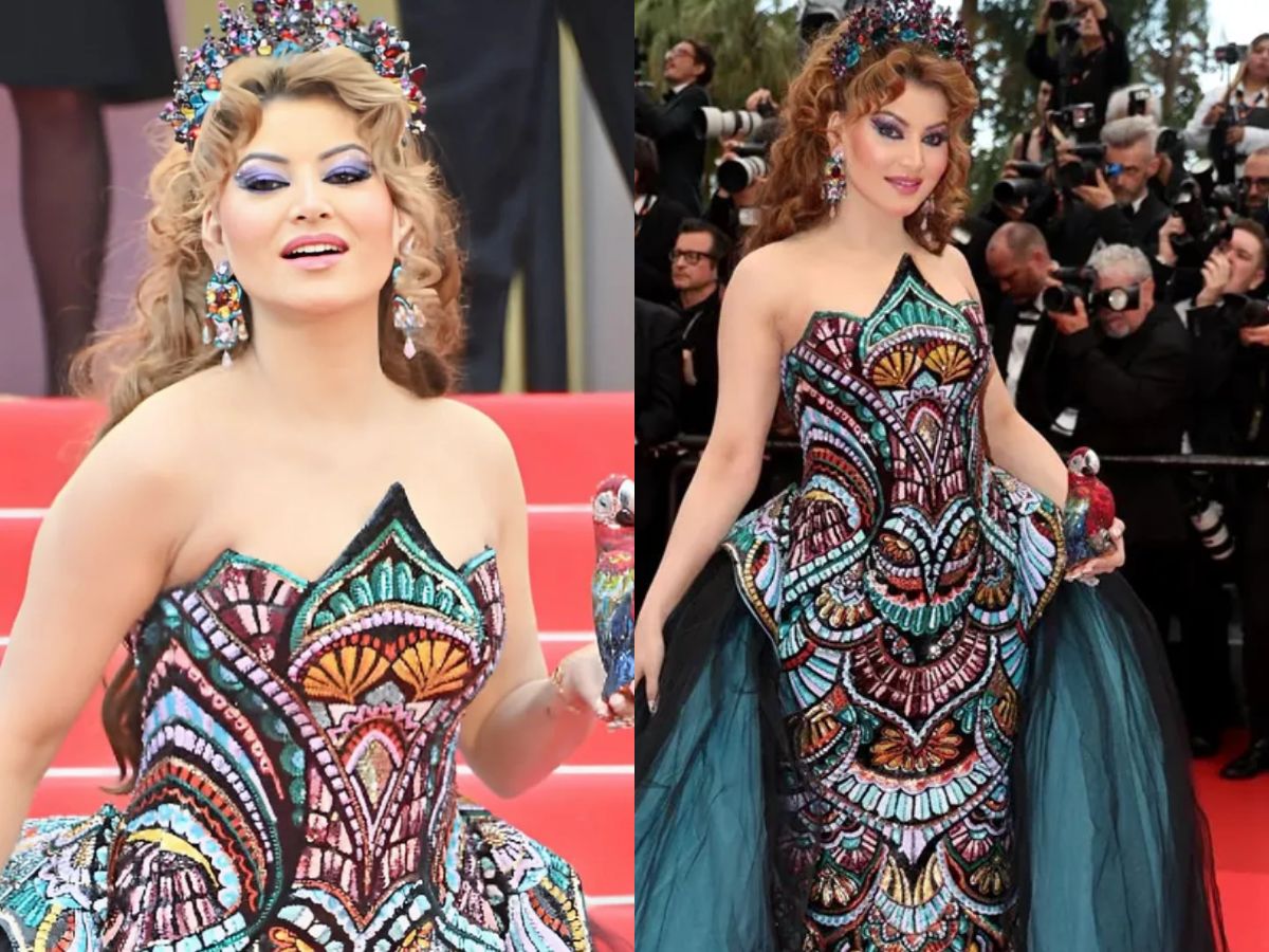 Urvashi's blue-green shade shimmery gown trolled - Photo Gallery