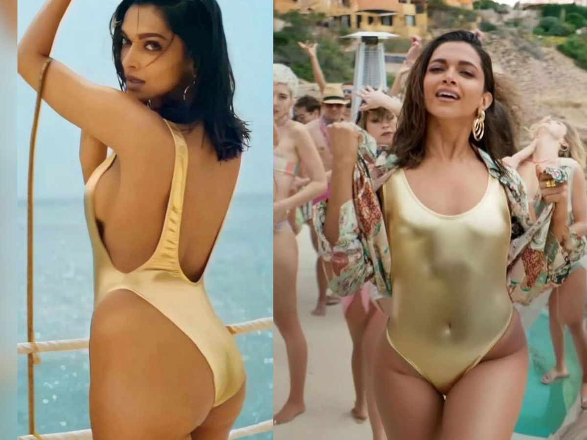 Sexy pose in golden swimsuit - Photo Gallery