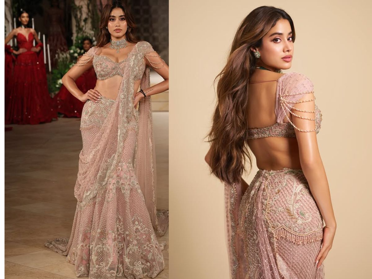 Janhvi's glamorous look in saree - Photo Gallery