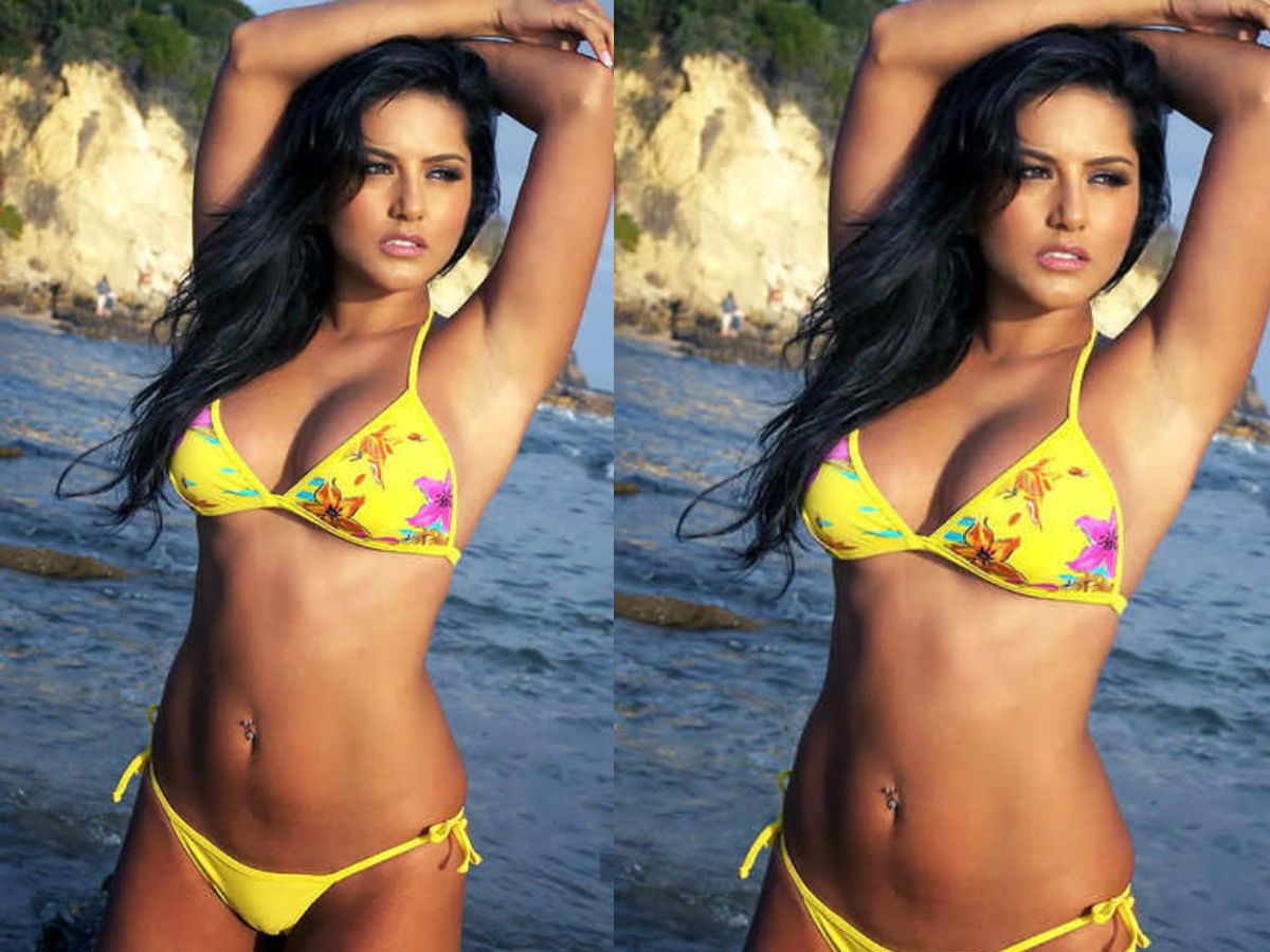 Sunny Leone flaunts her beauty in a yellow bikini - Photo Gallery
