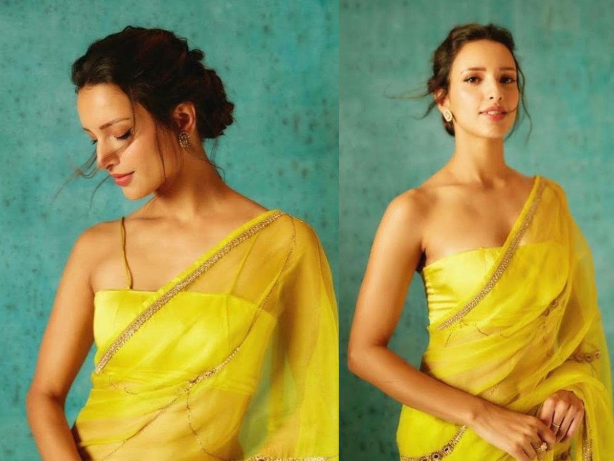 Tripti Dimri's off shoulder blouse look - Photo Gallery