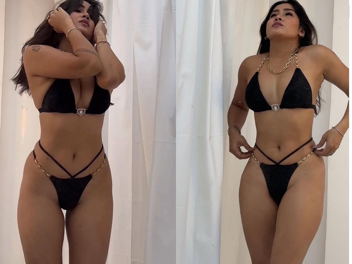 Sofia showed her sexy figure in a black bikini - Photo Gallery