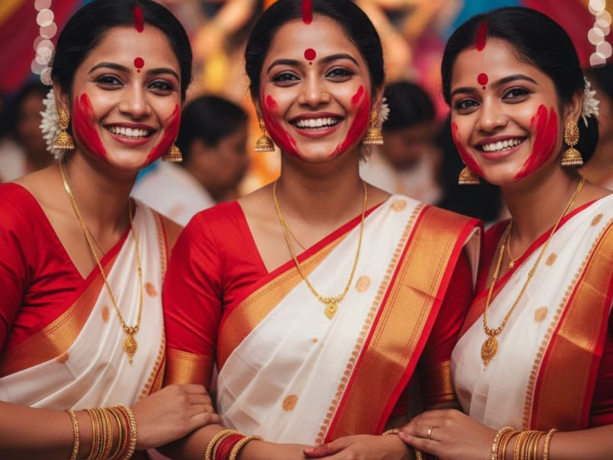 लाल रंग, ढोल-नगाड़े और देवी मां… क्यों खेलती हैं महिलाएँ लाल रंग में ये अनोखा खेल? - Photo Gallery