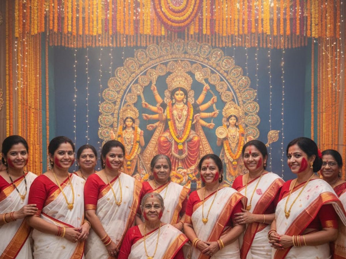 लाल रंग, ढोल-नगाड़े और देवी मां… क्यों खेलती हैं महिलाएँ लाल रंग में ये अनोखा खेल? - Photo Gallery