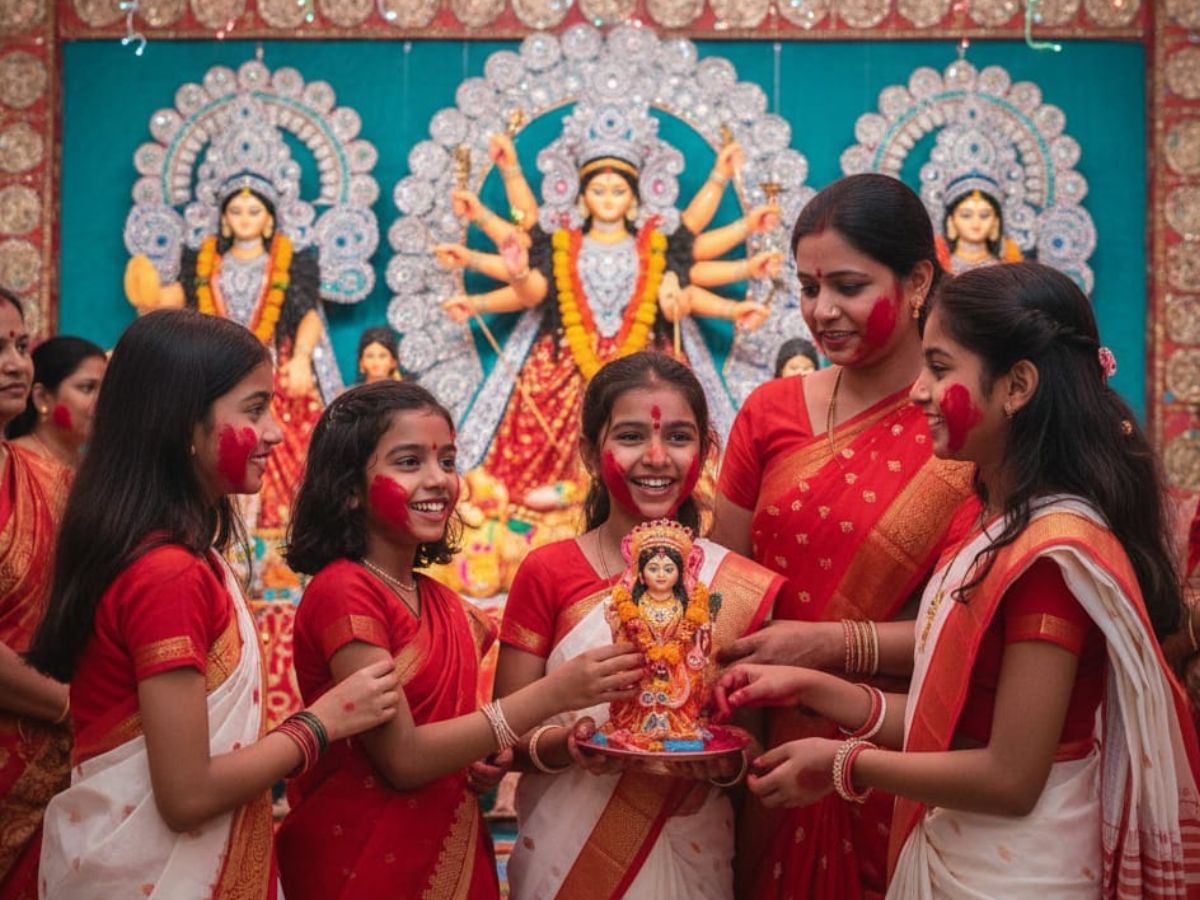 लाल रंग, ढोल-नगाड़े और देवी मां… क्यों खेलती हैं महिलाएँ लाल रंग में ये अनोखा खेल? - Photo Gallery