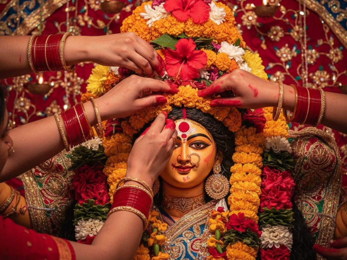 लाल रंग, ढोल-नगाड़े और देवी मां… क्यों खेलती हैं महिलाएँ लाल रंग में ये अनोखा खेल? - Photo Gallery