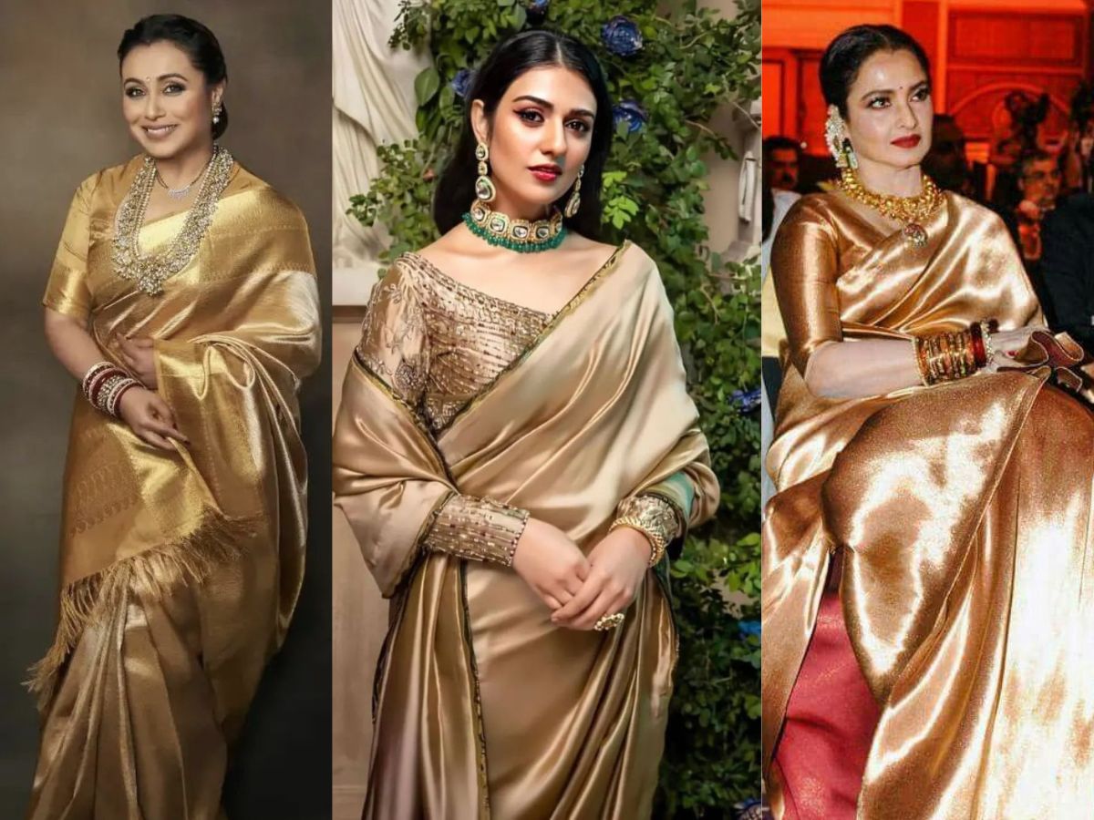 Karva Chauth 2025: इस करवाचौथ पर क्लासिक गोल्डन सिल्क साड़ी से पाए स्टाइलिश लुक और लगाए अपनी ख़ूबसूरती में चार चाँद - Photo Gallery