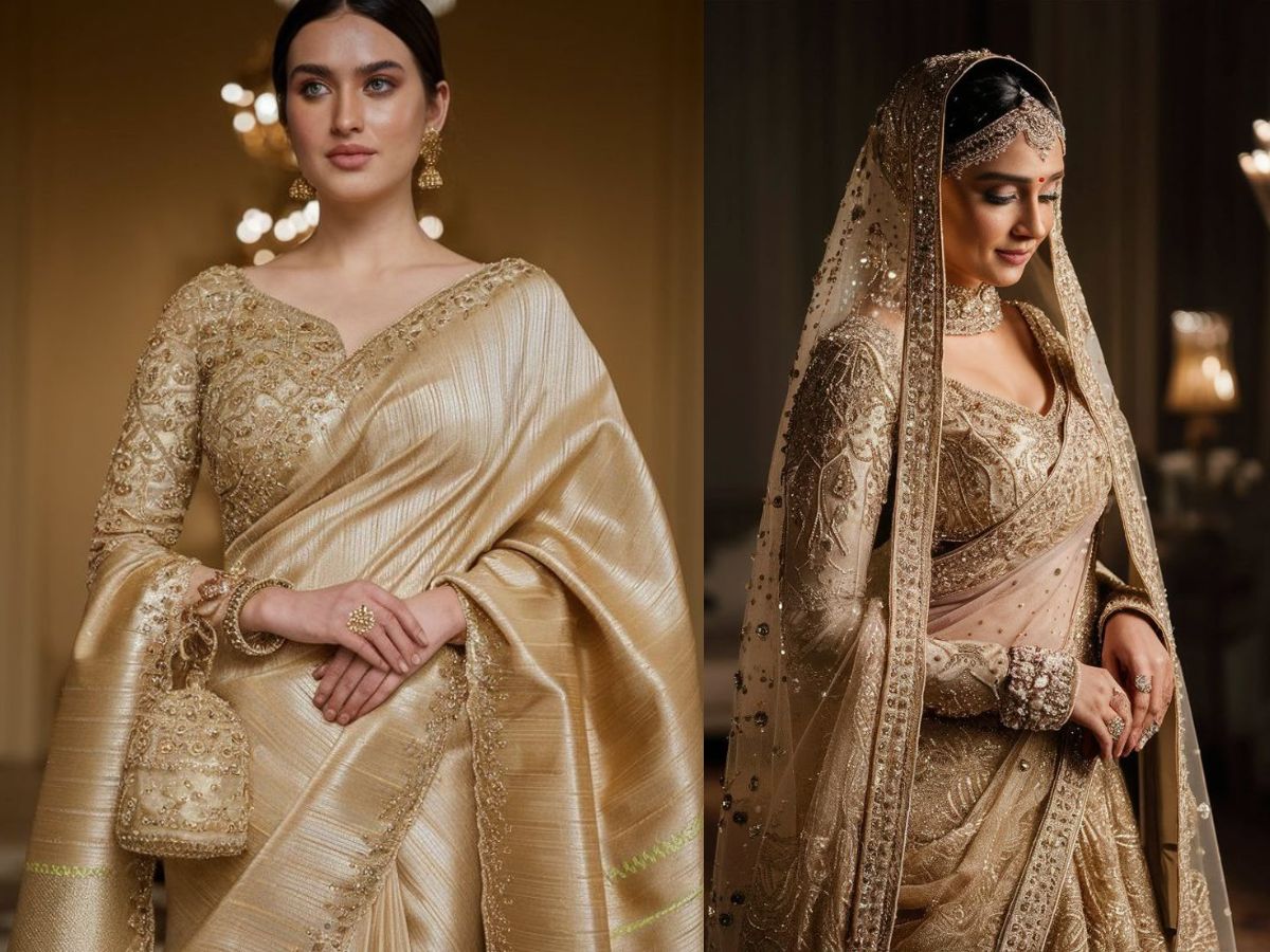 Karva Chauth 2025: इस करवाचौथ पर क्लासिक गोल्डन सिल्क साड़ी से पाए स्टाइलिश लुक और लगाए अपनी ख़ूबसूरती में चार चाँद - Photo Gallery