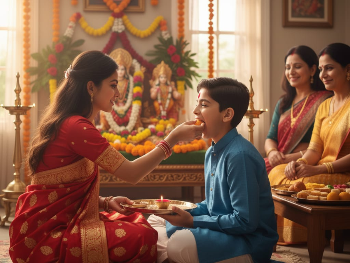 sister feeding sweets to brother - Photo Gallery