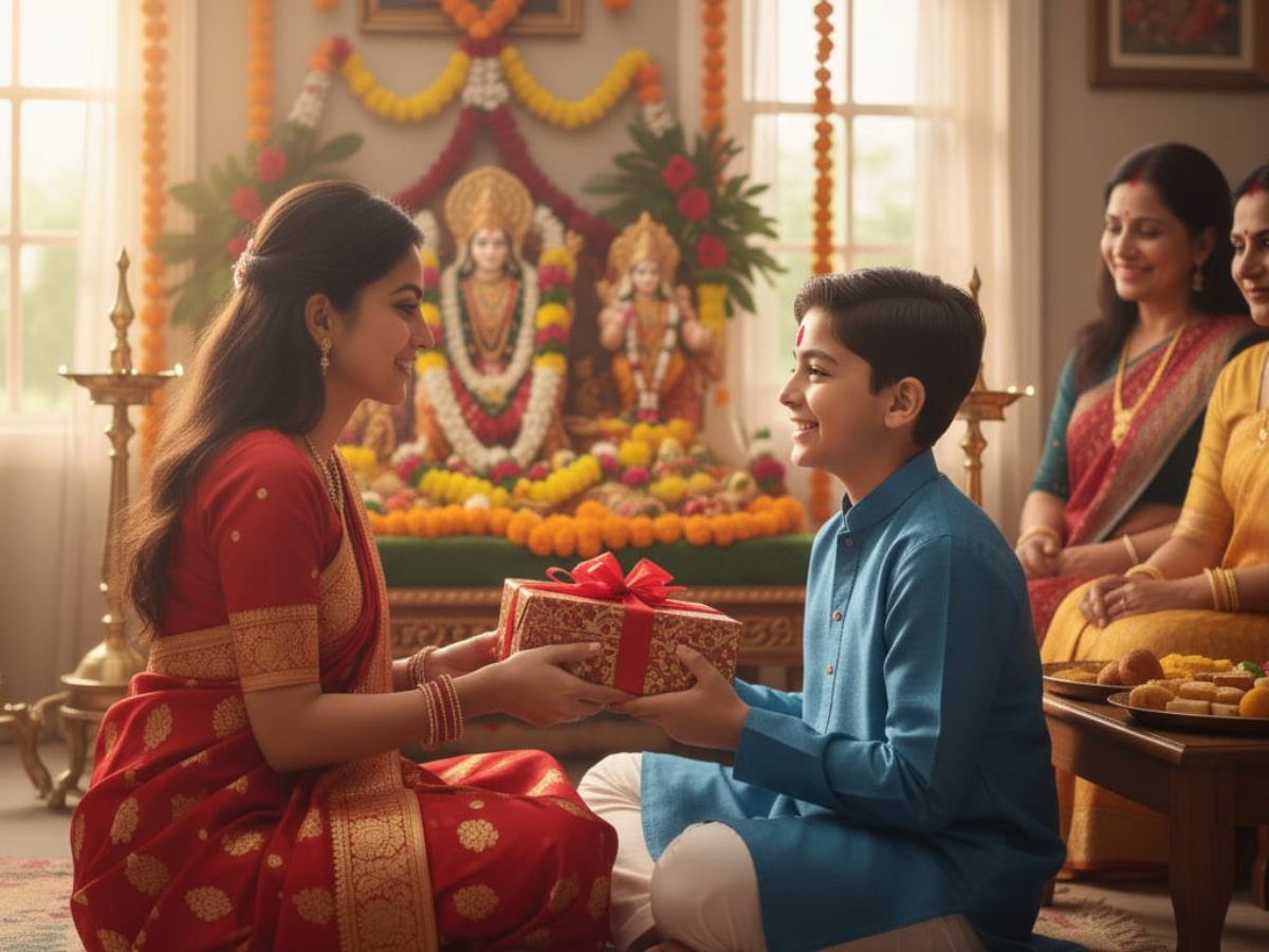 sister giving gifts to brother - Photo Gallery