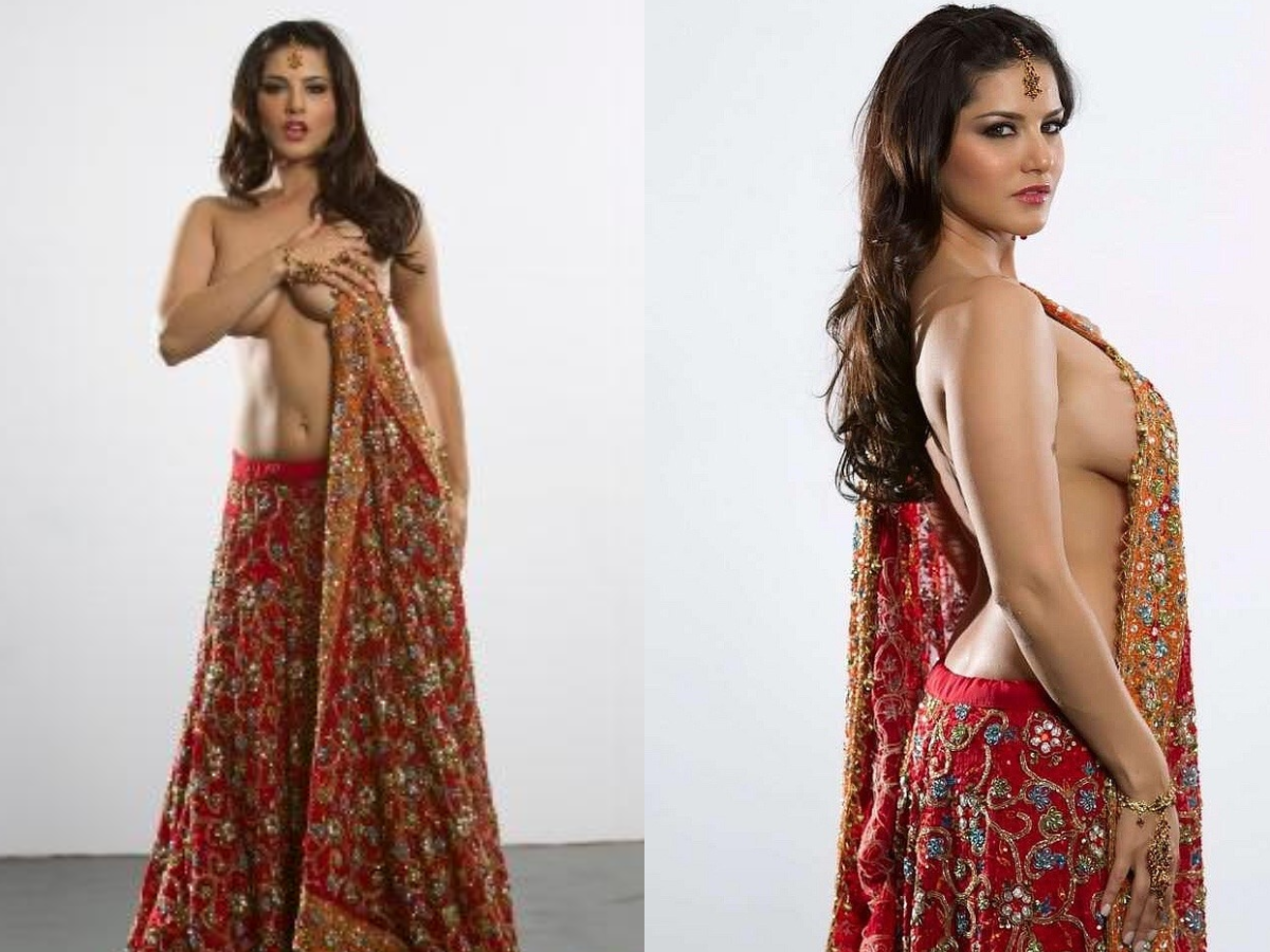 बिना ब्लाउज के साड़ी में सनी लियोनी ने दिए ऐसे पोज़, सिर्फ हाथों से छुपाई ‘लाज’, अकेले में देखें तस्वीरें - Photo Gallery