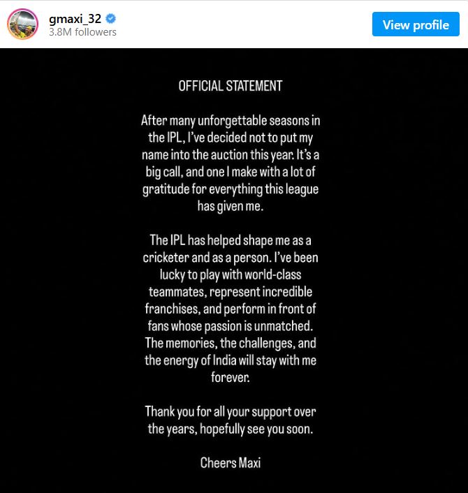 maxwell statement_ipl 2026