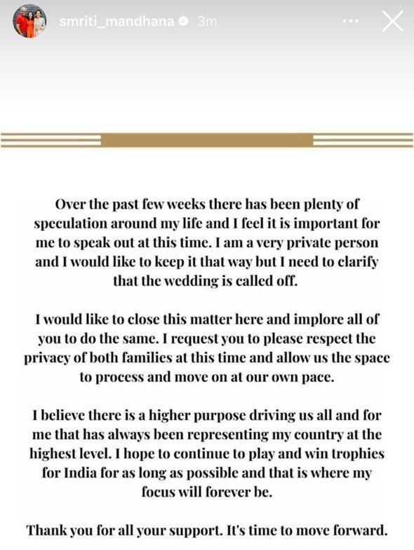 smriti-mandhana-palash-muchhal-wedding-cancelled-confirmation-post-viral-reason-and-full-story-latest-update Smriti-Palash Wedding Cancelled: स्मृति और पलाश की शादी हुई कैंसिल, क्रिकेटर ने खुद किया कन्फर्म और लोगों से की ये खास अपील