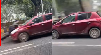 चलती कार, बोनट पर पुलिसकर्मी! नोएडा की सड़क पर दबंगई का VIDEO देख उड़ेंगे होश